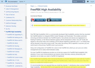 FreePBX Module HA Interrompu